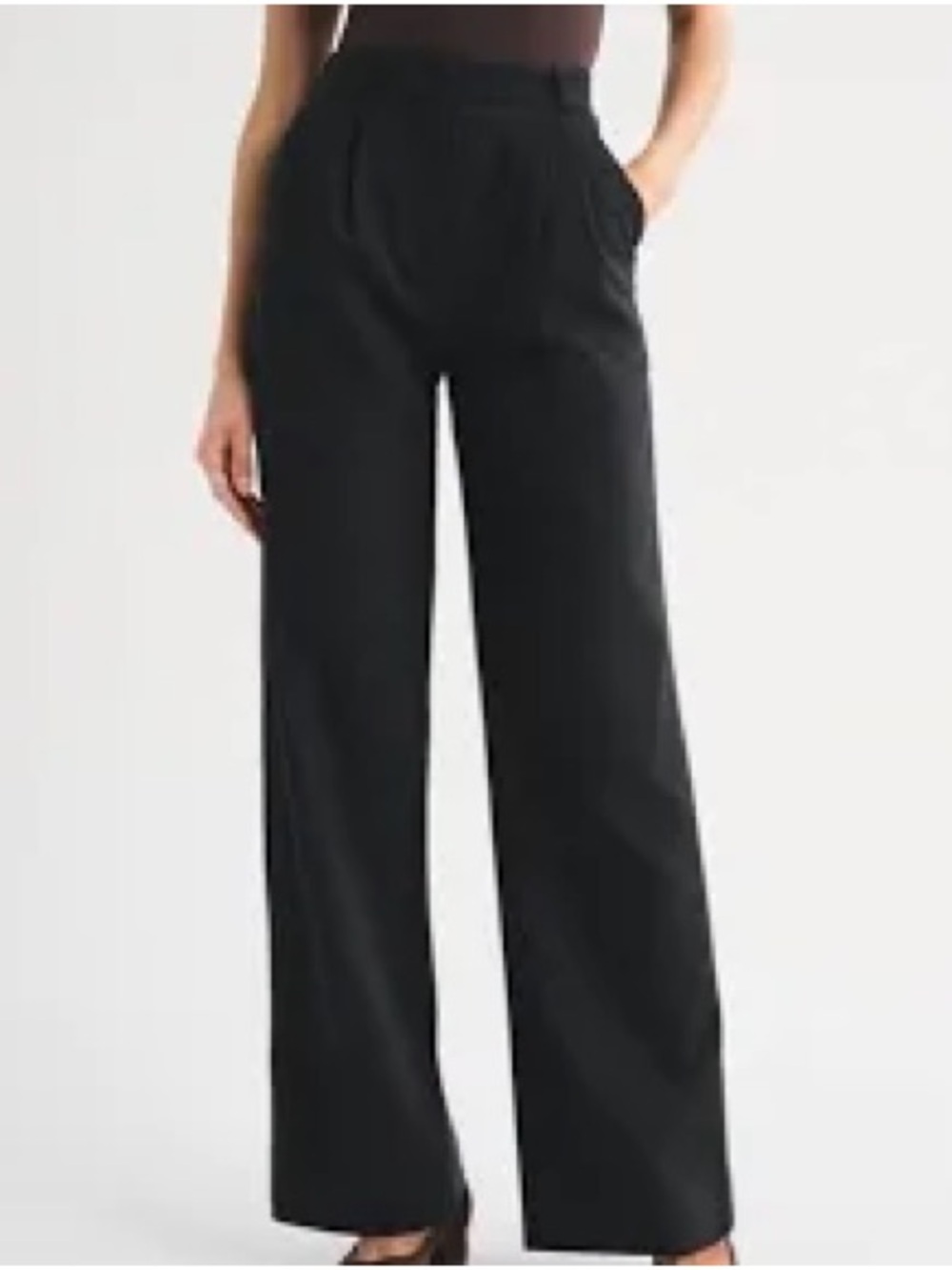 Abercrombie & Fitch Black High-Rise Wide-Leg Trousers